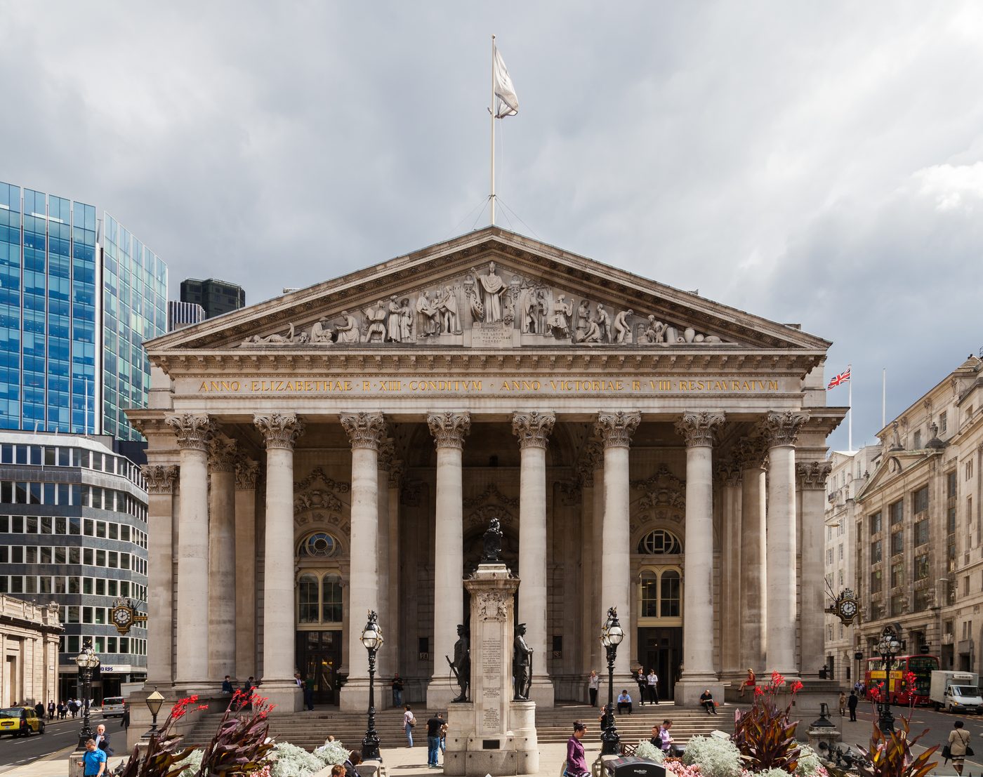 The Royal Exchange's colonnaded portico at Bank junction, City of London