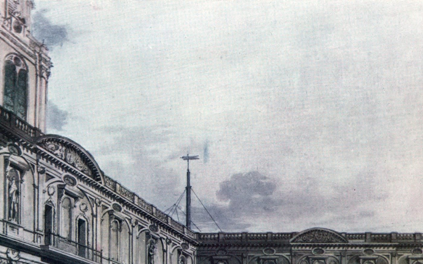 The courtyard's facade rising into open sky, 1810, before the roof was added