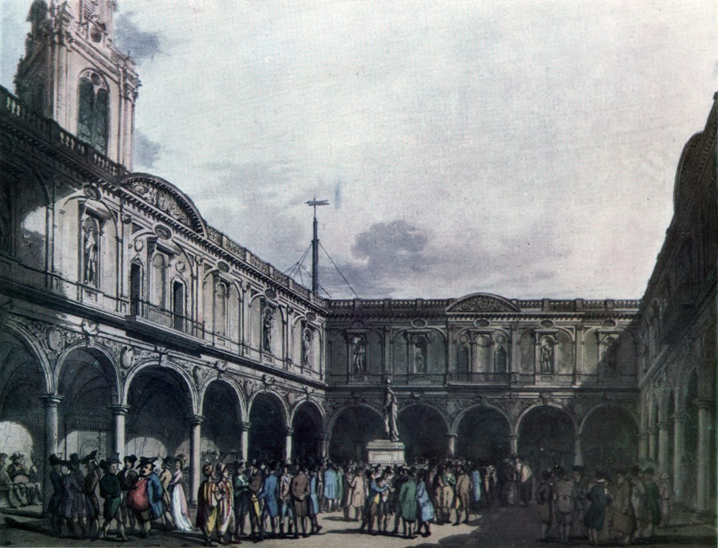 The Royal Exchange courtyard open to the sky, 1810, before it was glazed